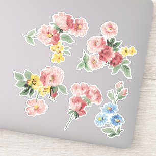 かわいらしいパステル調の花 シール
