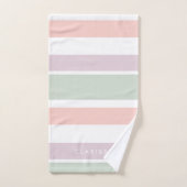 かわいらしいパステル調パターンピンクの緑のバイオレットは縞で飾ります バスタオルセット (ハンドタオル)