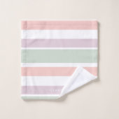 かわいらしいパステル調パターンピンクの緑のバイオレットは縞で飾ります バスタオルセット (ウォッシュタオル)