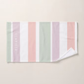 かわいらしいパステル調パターンピンクの緑のバイオレットは縞で飾ります バスタオルセット (ハンドタオル)