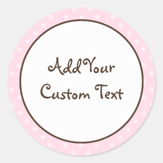 かわいらしいパステル調ピンクの水玉模様 ラウンドシール (正面)
