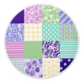 かわいらしいパッチワークキルトの刺激を受けたなドアノブ セラミックノブ (正面)