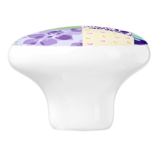 かわいらしいパッチワークキルトの刺激を受けたなドアノブ セラミックノブ (側面)