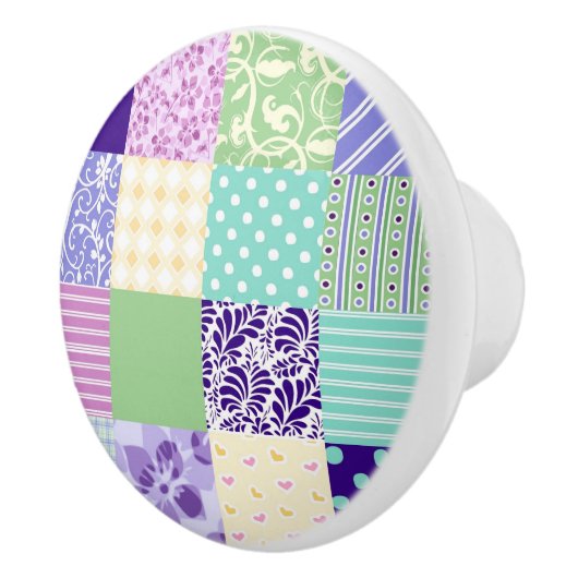 かわいらしいパッチワークキルトの刺激を受けたなドアノブ セラミックノブ (右)