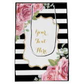 かわいらしいパリの水彩画のピンクのバラのパーティの記念品 ミディアムペーパーバッグ (裏面)