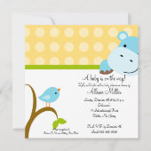 かわいらしいヒッポウ&バーディーベビーシャワー 招待状 (正面)