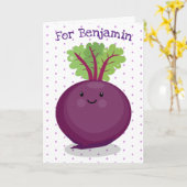 かわいらしいビート根元のキッチン漫画イラストレーション カード (黄色い花)