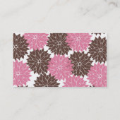 かわいらしいピンクおよびブラウンの花の花の花柄 名刺 (裏面)