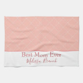 かわいらしいピンクおよび白人の最も最高のなお母さん キッチンタオル (横)