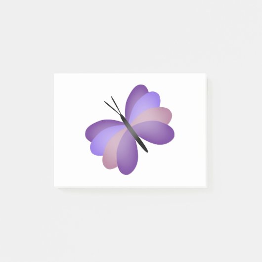 かわいらしいピンクおよび紫色の蝶 ポストイット (正面)