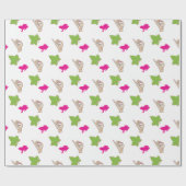 かわいらしいピンクおよび緑のお祝い ラッピングペーパー (フラット)