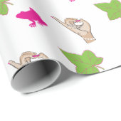 かわいらしいピンクおよび緑のお祝い ラッピングペーパー (ロールコーナー)