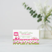 かわいらしいピンクおよび緑のベーカリーの名刺 名刺 (スタンド正面)