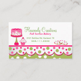 かわいらしいピンクおよび緑のベーカリーの名刺 名刺