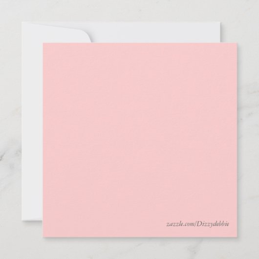 かわいらしいピンクおよび緑の花の誕生日の招待状 招待状 (裏面)