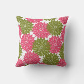かわいらしいピンクおよび緑の花は花柄活気付きます クッション (裏面)