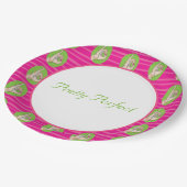 かわいらしいピンクおよび緑書のプレート ペーパープレート (アングル)