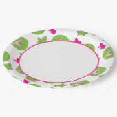 かわいらしいピンクおよび緑書のプレート ペーパープレート (アングル)