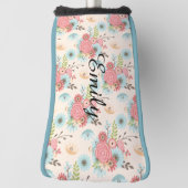 かわいらしいピンクおよび青い花の運搬人カバー ゴルフヘッドカバー (回転90)