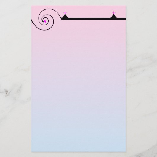 かわいらしいピンクおよび青書 便箋 (正面)