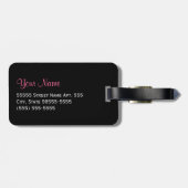 かわいらしいピンクおよび黒いバラの花のシックな弓 ラゲッジタグ (裏面横)