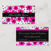 かわいらしいピンクおよび黒い花のお母さんカード コーリングカード (正面/裏面)