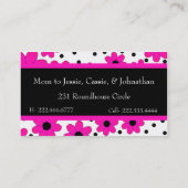 かわいらしいピンクおよび黒い花のお母さんカード コーリングカード (裏面)