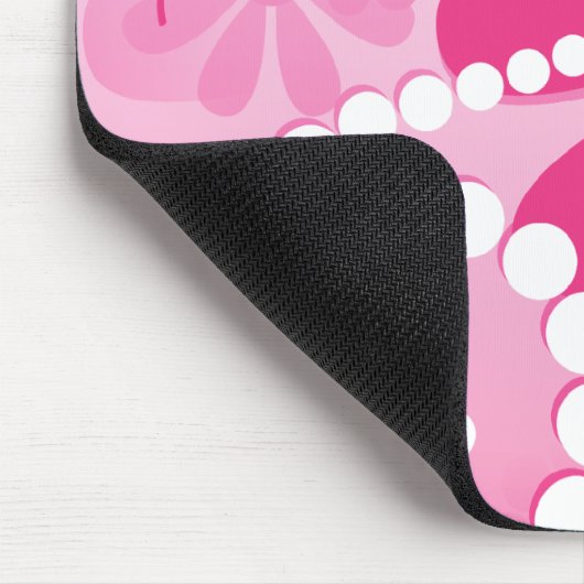 かわいらしいピンクによってはかわいいレトロのデイジーパターンが開花します マウスパッド (コーナー)