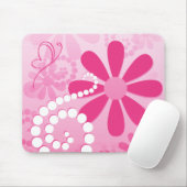 かわいらしいピンクによってはかわいいレトロのデイジーパターンが開花します マウスパッド (マウス)