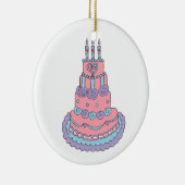 かわいらしいピンクのお誕生日ケーキ セラミックオーナメント (右)