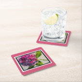 かわいらしいピンクのアジサイのコースター スクエアペーパーコースター (インサイチュ)