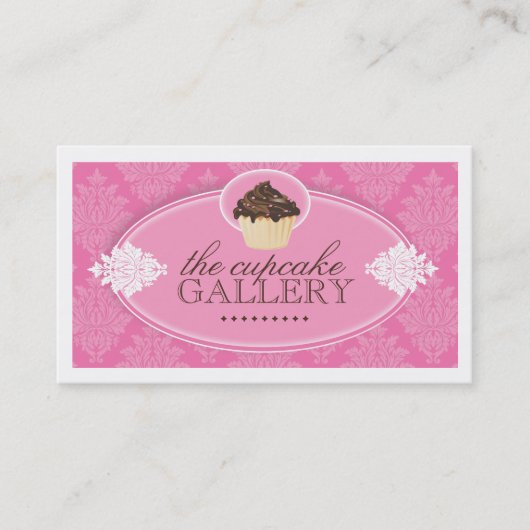 かわいらしいピンクのカップケーキの名刺 名刺 (正面)