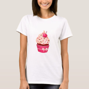 かわいらしいピンクのカップケーキはとのさくらんぼ振りかけ、 Tシャツ