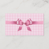 かわいらしいピンクのギンガム及び弓名刺 名刺 (裏面)