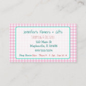 かわいらしいピンクのギンガム及び弓名刺 名刺 (正面)