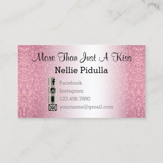 かわいらしいピンクのグリッターの唇のロイヤリティカード ロイヤリティカード (裏面)