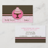 かわいらしいピンクのケーキのベーカリー: 名刺 (正面/裏面)