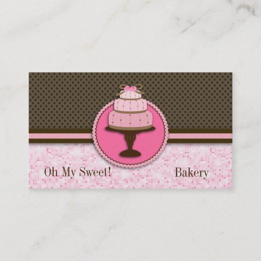 かわいらしいピンクのケーキのベーカリー: 名刺 (正面)
