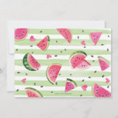 かわいらしいピンクのスイカ、かわいい夏の1歳の誕生日 招待状 (裏面)