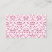 かわいらしいピンクのダマスク織の名刺 名刺 (裏面)