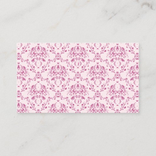 かわいらしいピンクのダマスク織の名刺 名刺 (裏面)