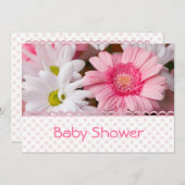 かわいらしいピンクのデイジーのベビーシャワーの招待状 招待状 (正面/裏面)
