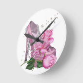 かわいらしいピンクのハイヒールは上がりました ラウンド壁時計 (傾斜)
