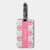 かわいらしいピンクのハイビスカスの花 ラゲッジタグ (裏面縦)