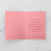 かわいらしいピンクのハッピーバースデーのお母さんの写真 カード (内部)
