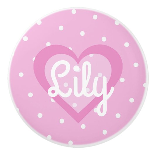 かわいらしいピンクのハート セラミックノブ (正面)