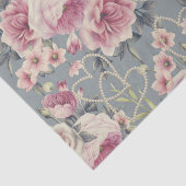かわいらしいピンクのバラおよび真珠のハート 薄葉紙 (詳細)