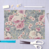 かわいらしいピンクのバラおよび真珠のハート 薄葉紙 (クラフト)