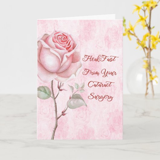 かわいらしいピンクのバラが付いている激流の外科カード カード (黄色い花)