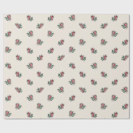 かわいらしいピンクのバラのガーリーなヴィンテージの壁紙パターン ラッピングペーパー (フラット)